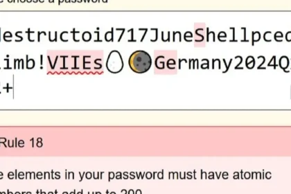 your password must include a two letter symbol from the periodic table.